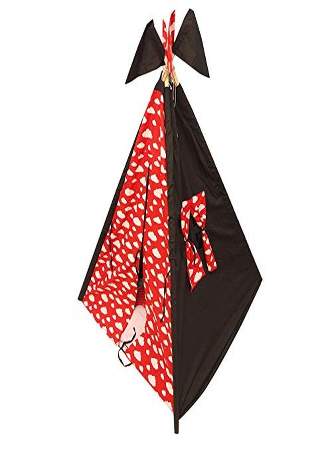 CREATIVE TEXTILES Tent House for Kids Teepee Play Tent for Kids, Portable Teepee Flag House for Boys & Girls, Play House for Indoor & Outdoor with Baby Pillow and Cushions-Black - Image 5